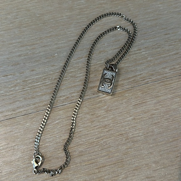 Chanel Crystal Dog Tag Charm Necklace - Picture 4 of 4